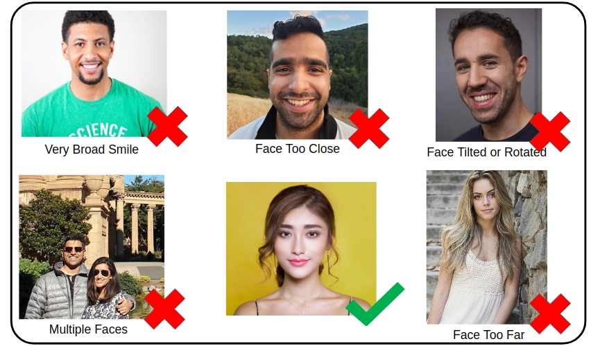 Instruction for good photo for mask